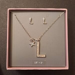 Girls Initial "L" 3 Piece Jewelry Set